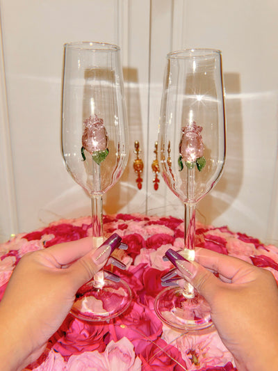 La Vie En Rose Champagne Glass Set of 4