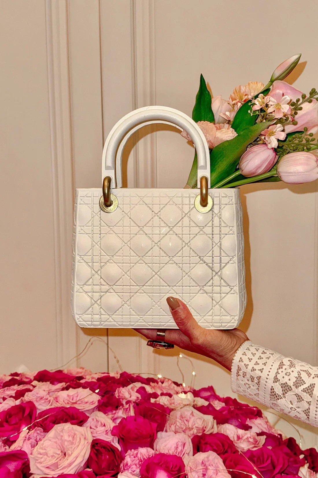 Scarlett Handbag Resin Vase in Beige