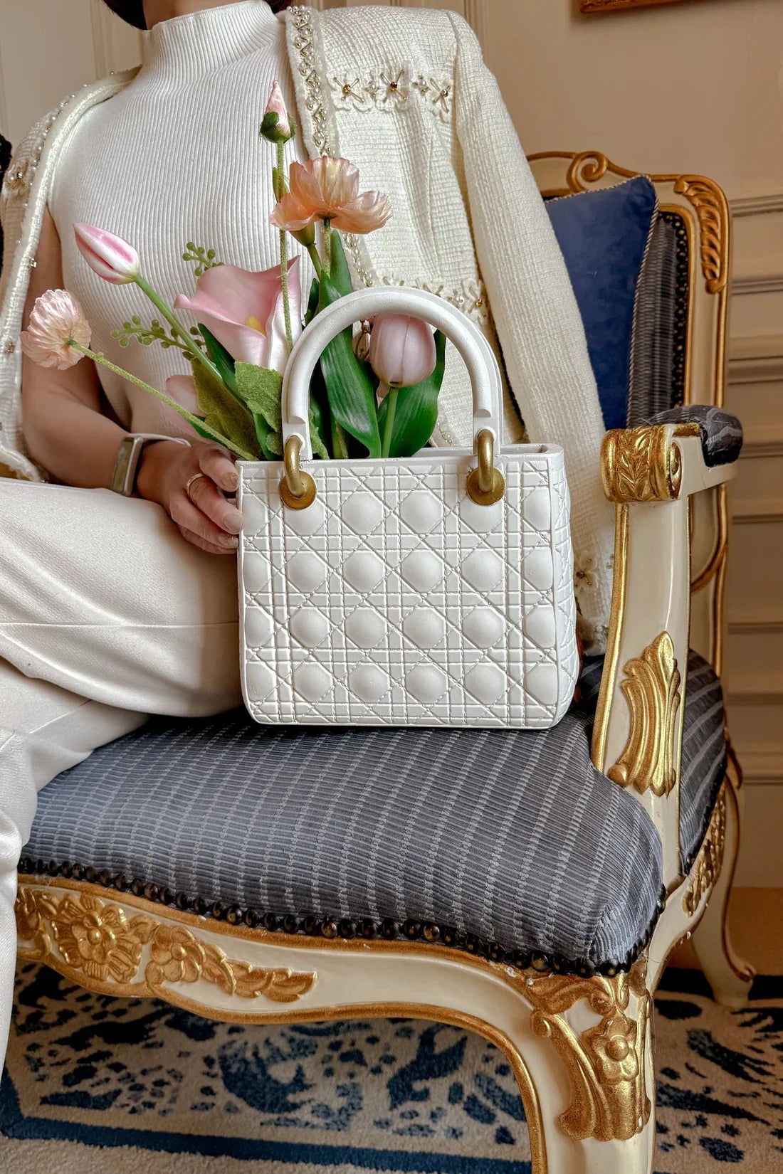 Scarlett Handbag Resin Vase in Beige