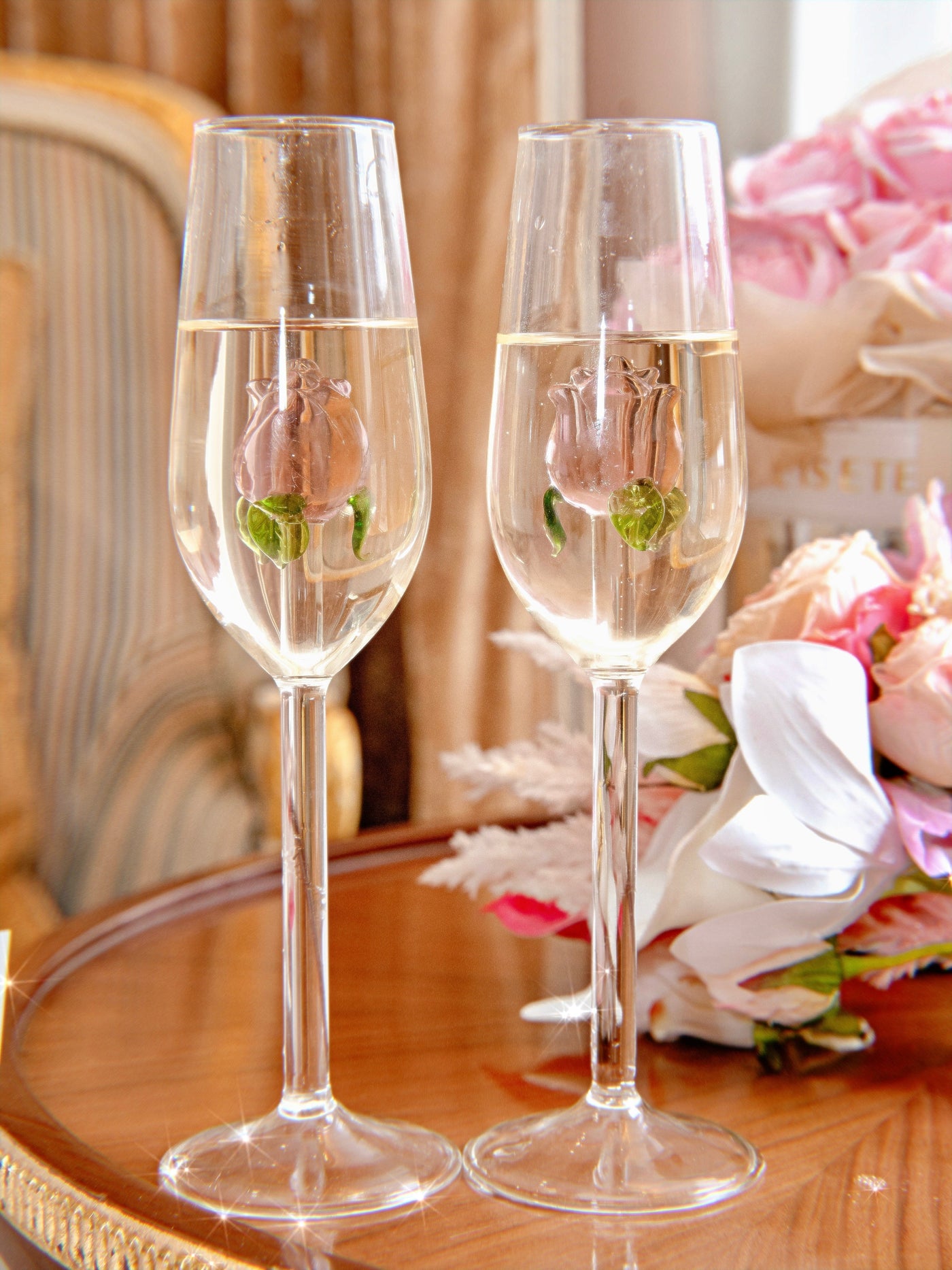 La Vie En Rose Champagne Glass Set of 4