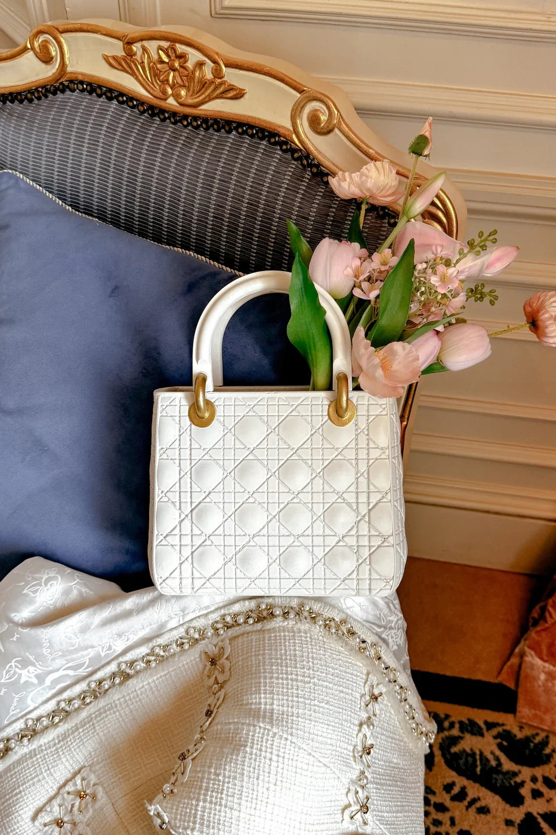 Scarlett Handbag Resin Vase in Beige