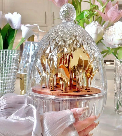 Regalia Crystal Cutlery Holder with Complimentary 24 pcs of Cutlery