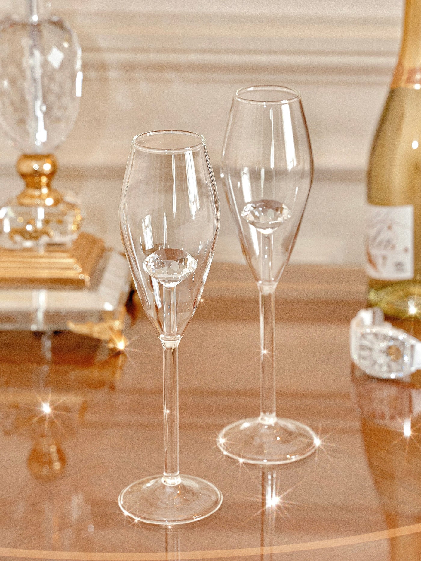 ‘100-Carat’ Diamond Champagne Flute Set of 4