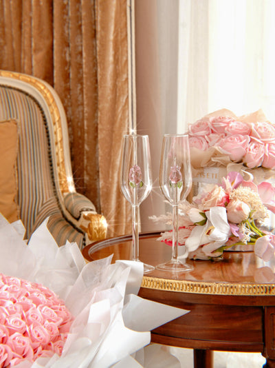 La Vie En Rose Champagne Glass Set of 4