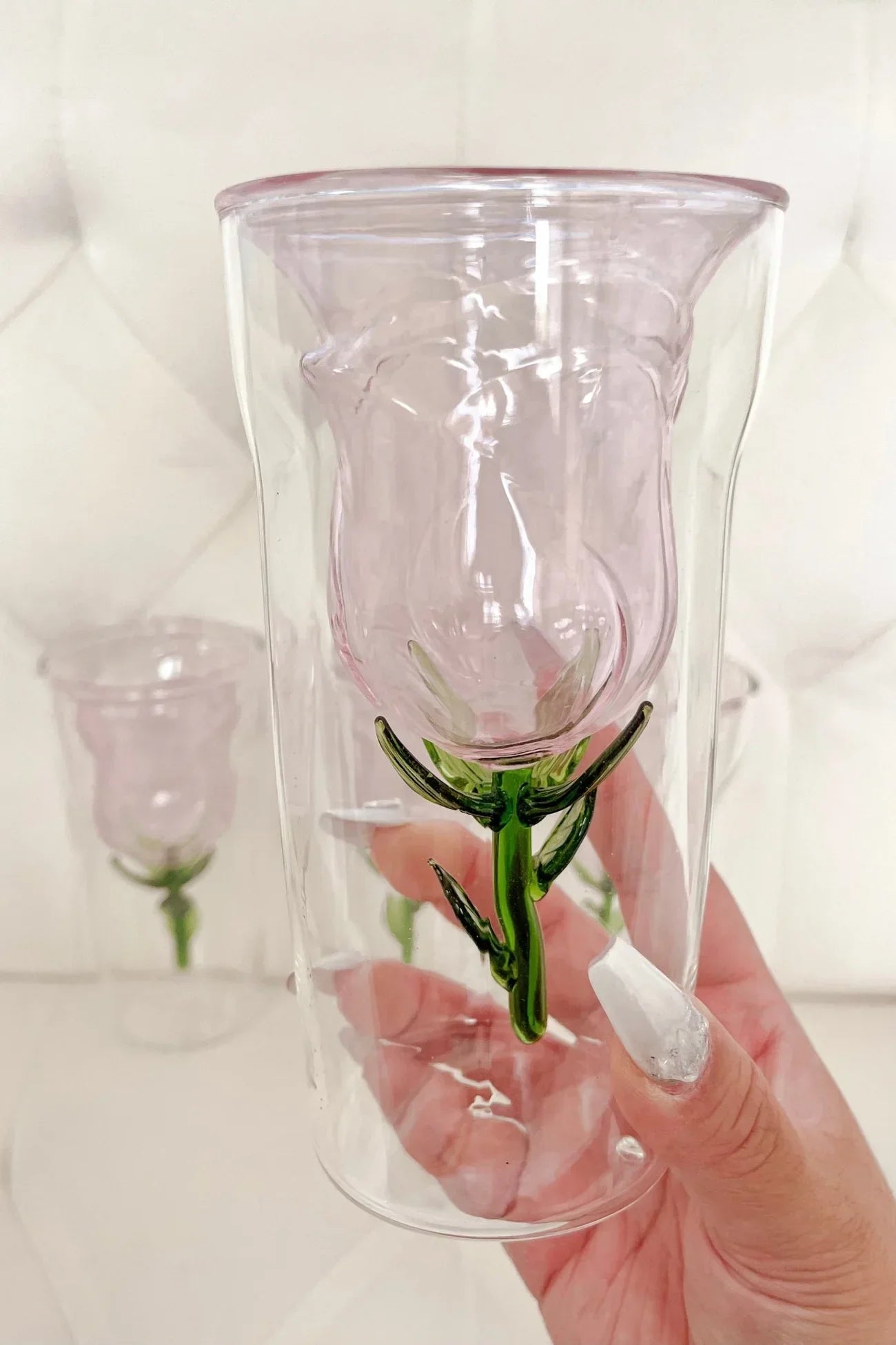 Enchanted Rose Glass Cup Set of 4