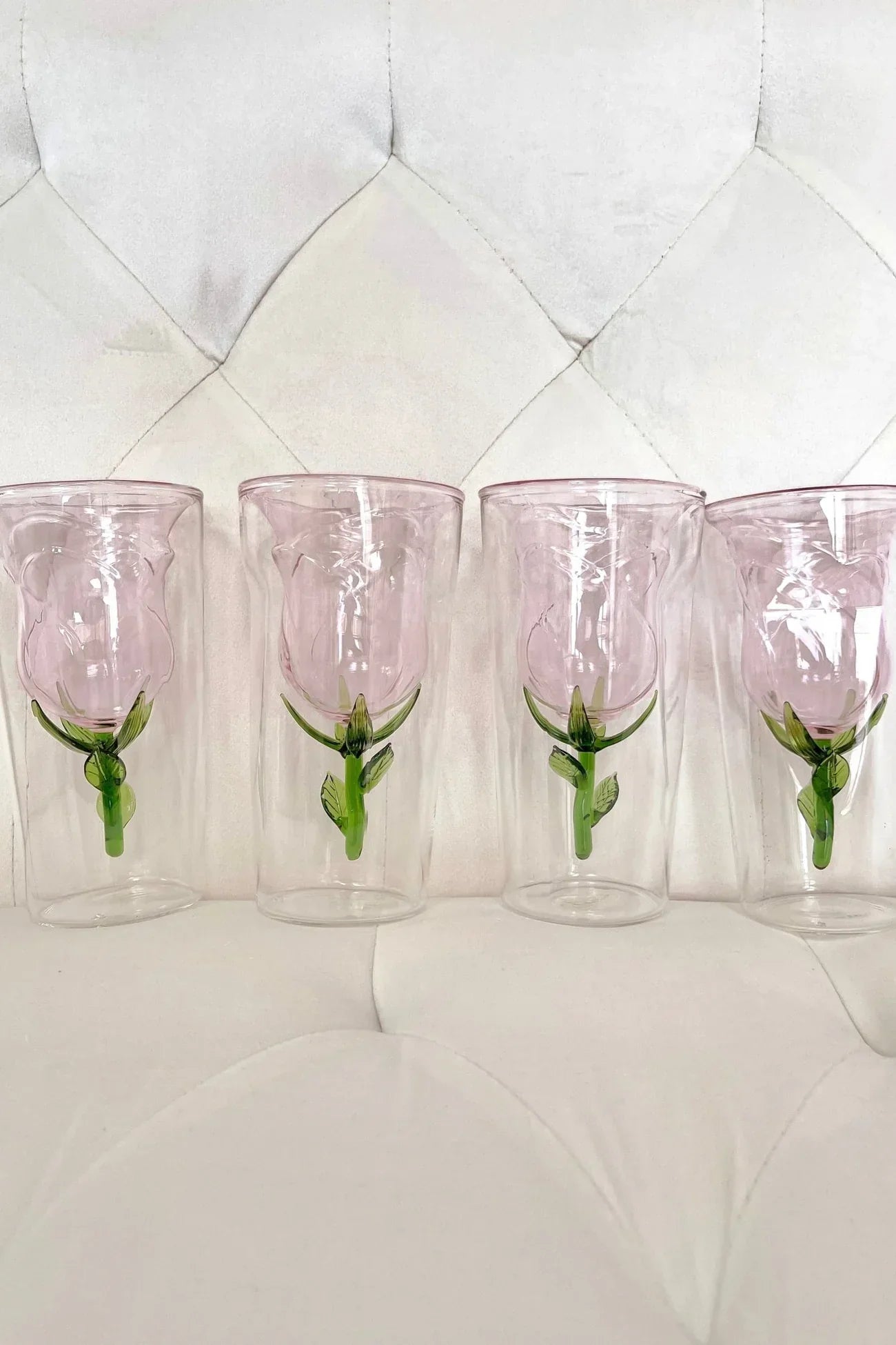 Enchanted Rose Glass Cup Set of 4