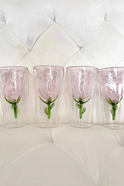 Enchanted Rose Glass Cup Set of 4