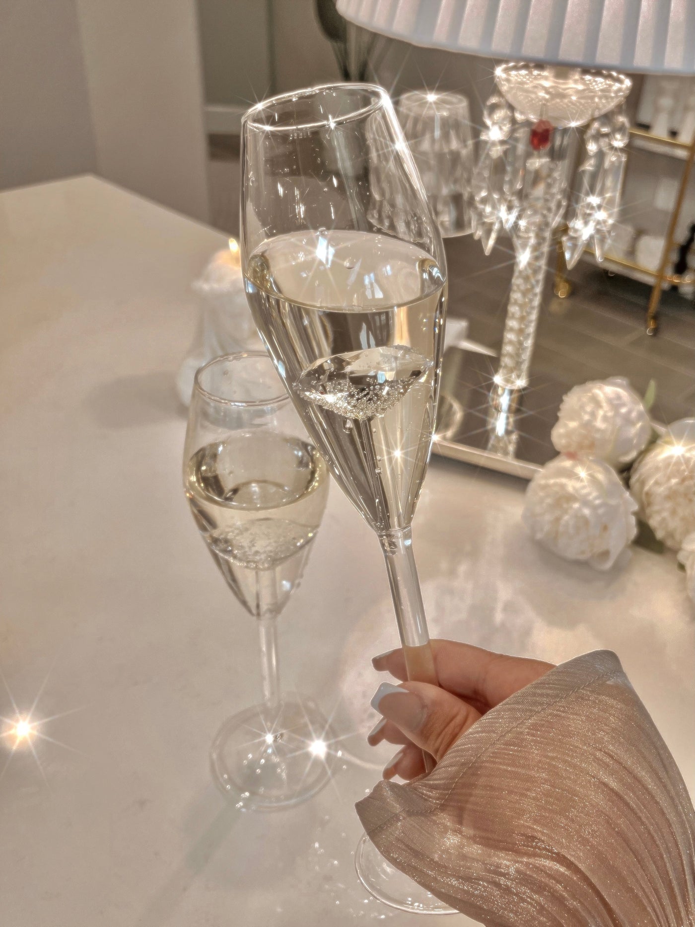 ‘100-Carat’ Diamond Champagne Flute Set of 4