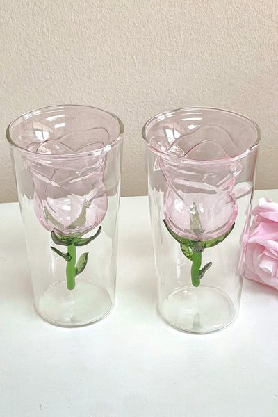 Enchanted Rose Glass Cup Set of 4