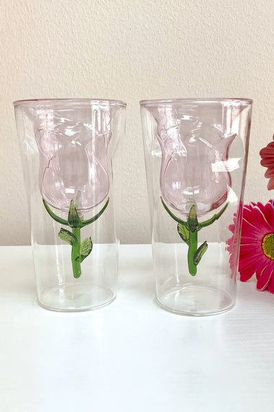 Enchanted Rose Glass Cup Set of 4