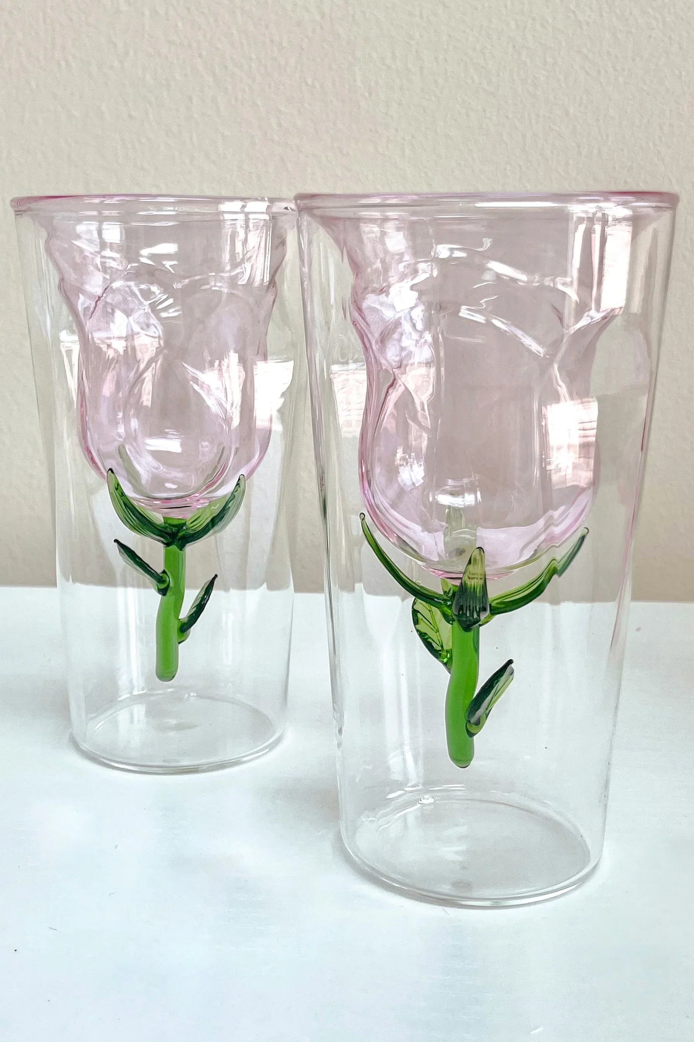 Enchanted Rose Glass Cup Set of 4