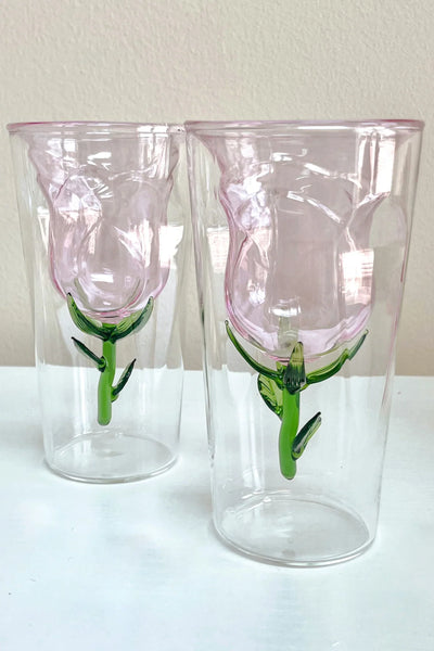 Enchanted Rose Glass Cup Set of 4