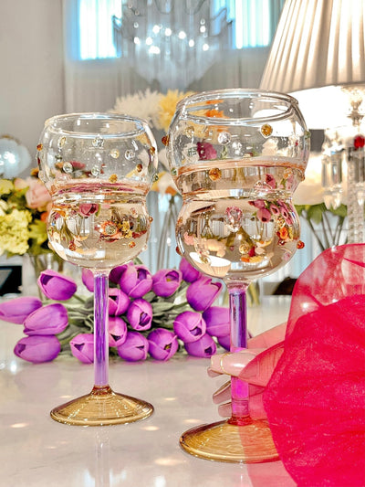 Luxurious Gemstones Glass Cup Set of 4