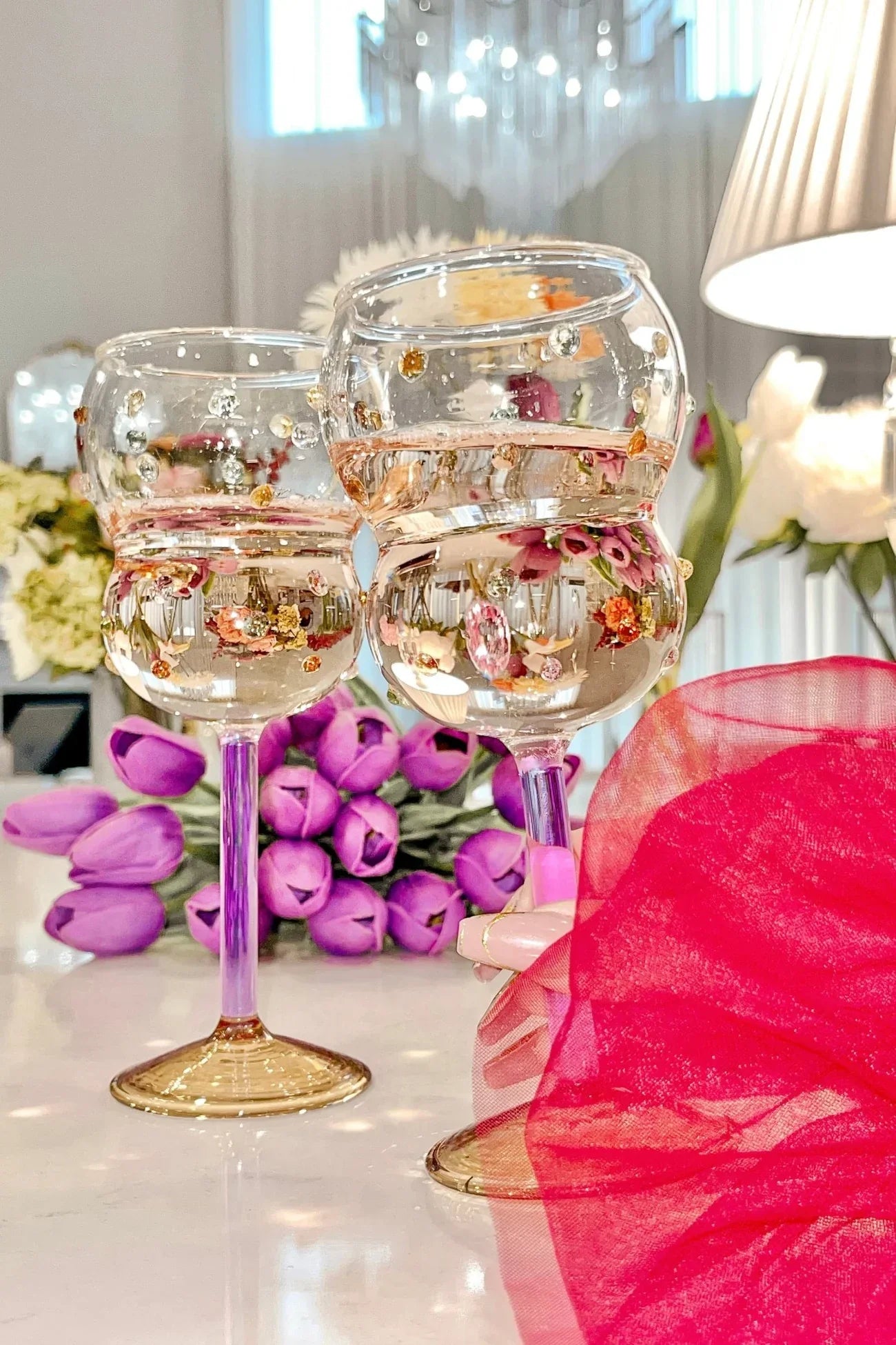 Luxurious Gemstones Glass Cup Set of 4
