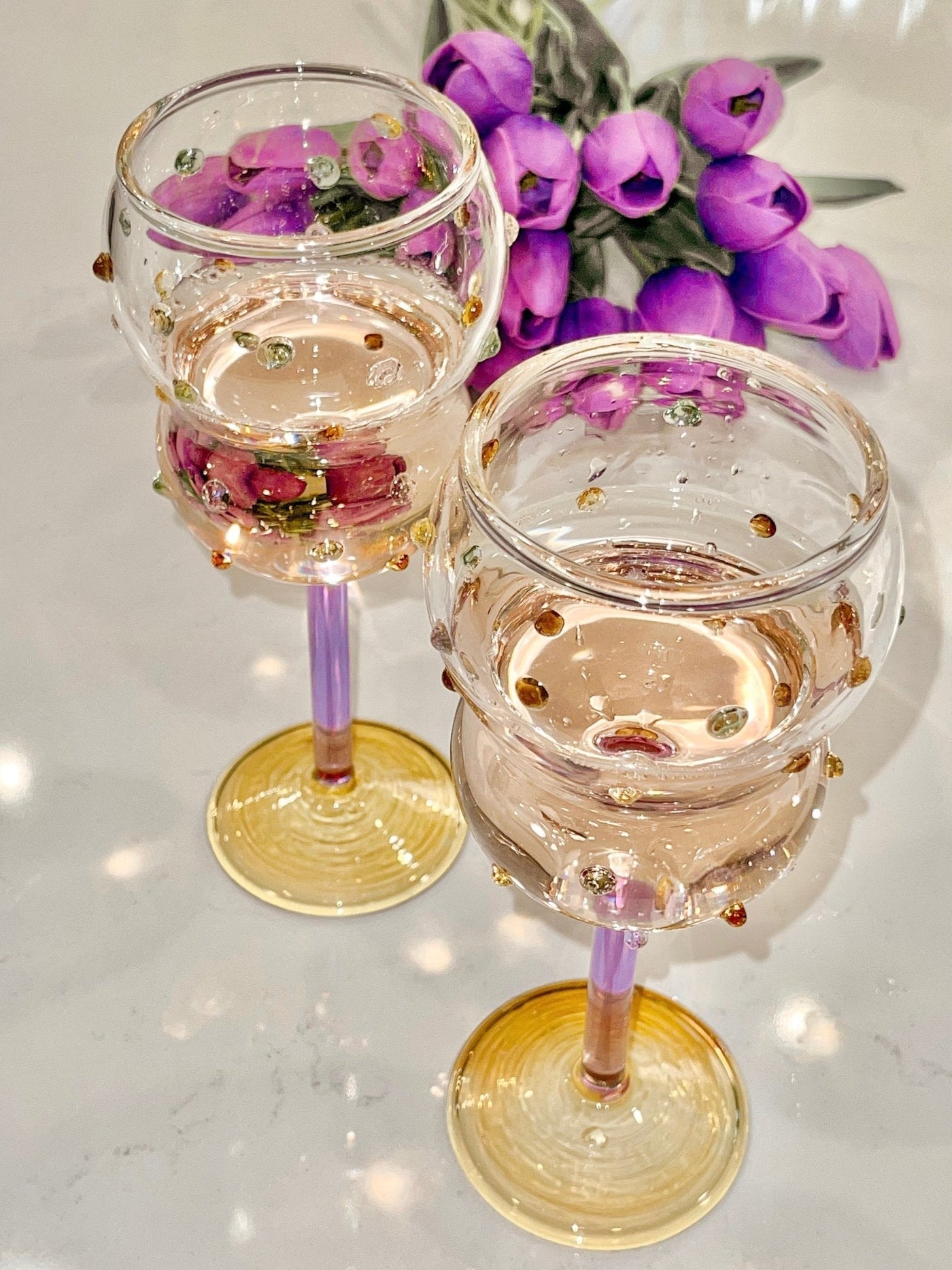 Luxurious Gemstones Glass Cup Set of 4