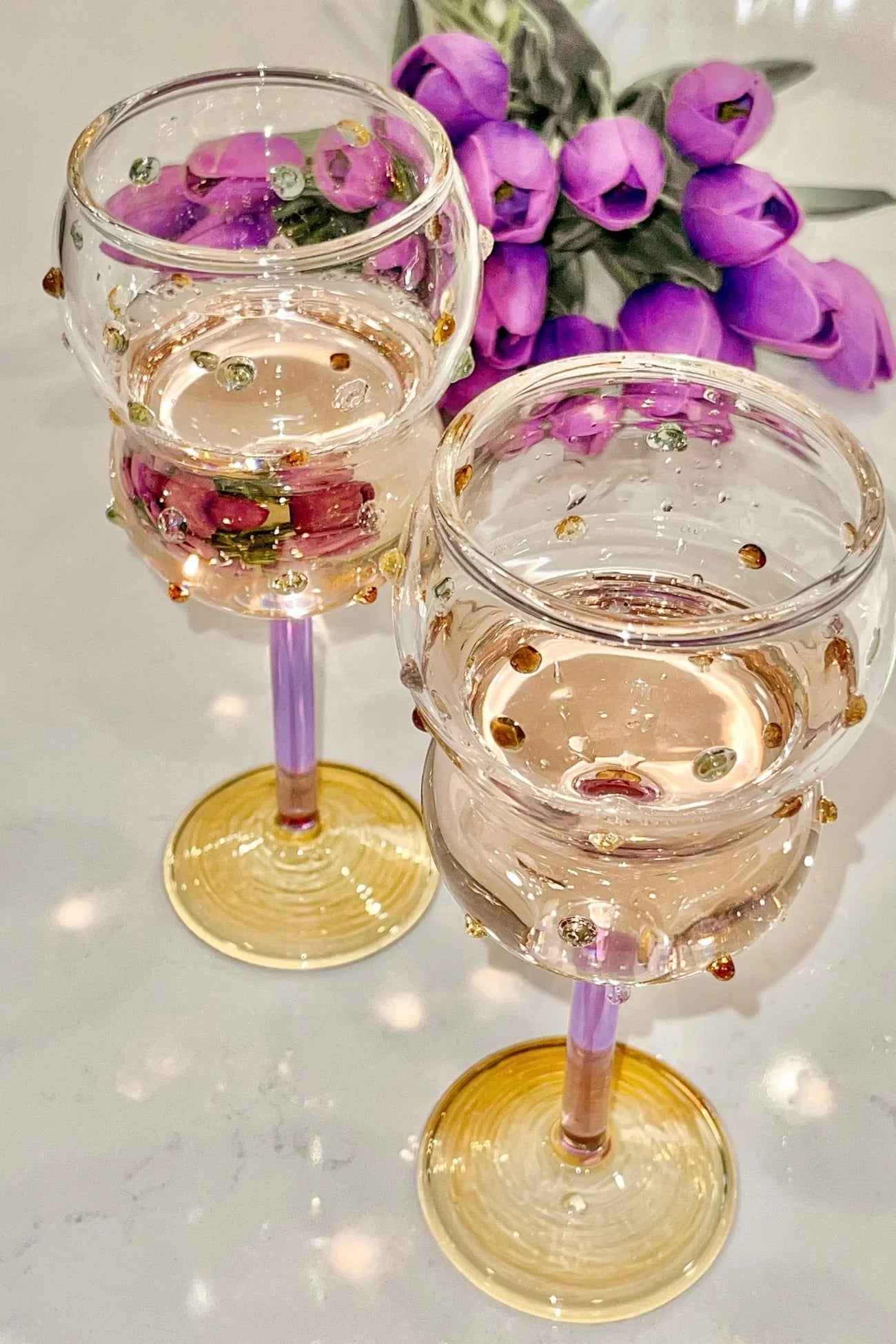 Luxurious Gemstones Glass Cup Set of 4