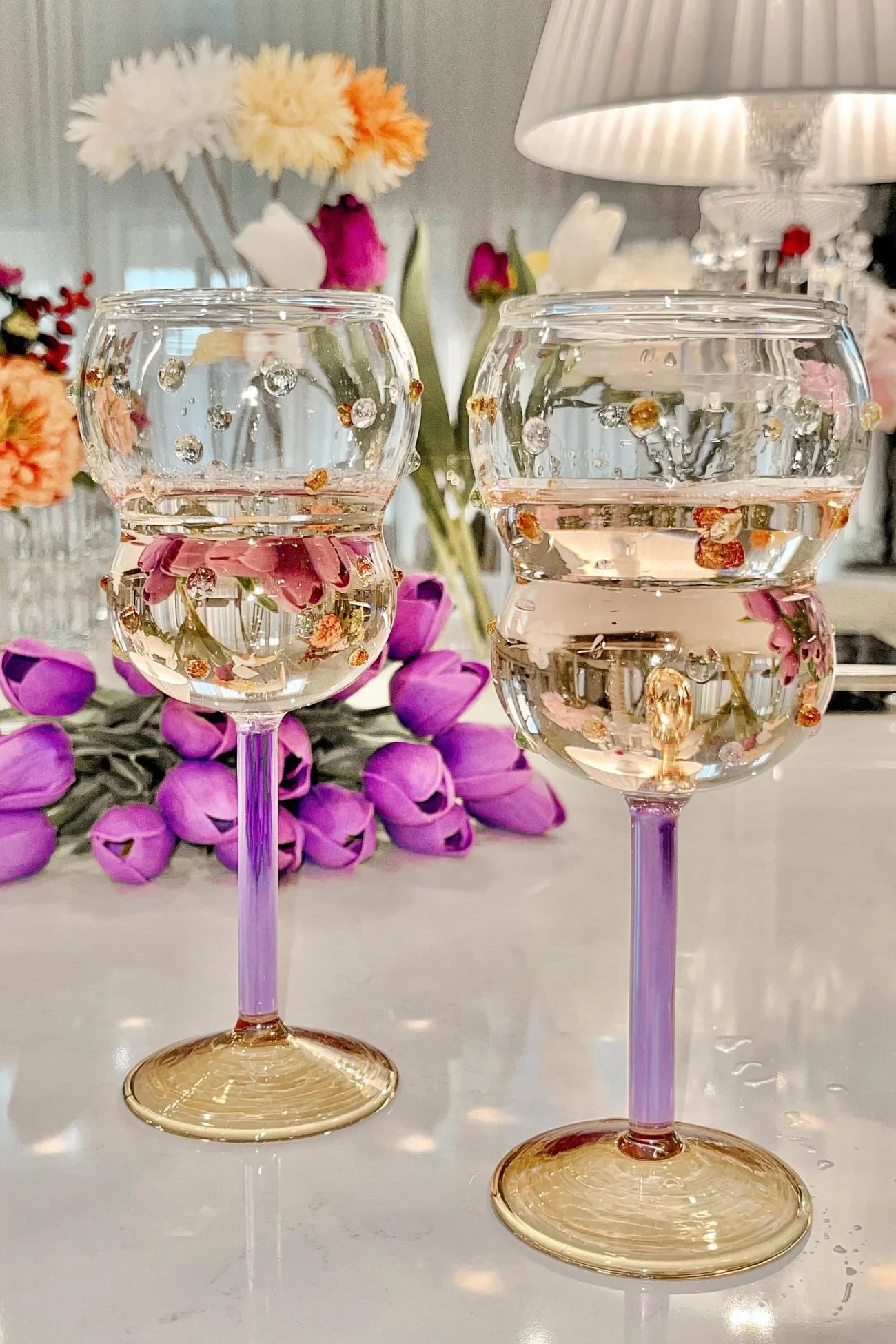 Luxurious Gemstones Glass Cup Set of 4
