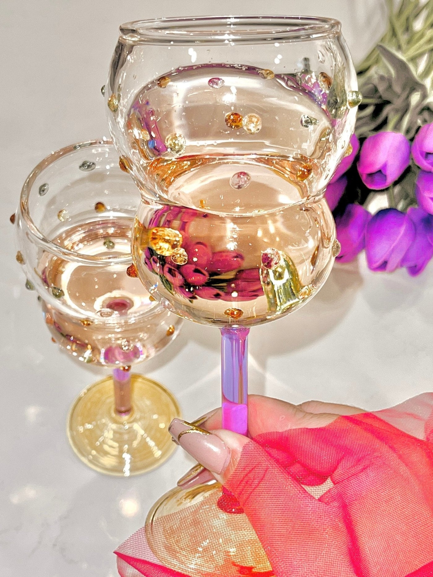 Luxurious Gemstones Glass Cup Set of 4
